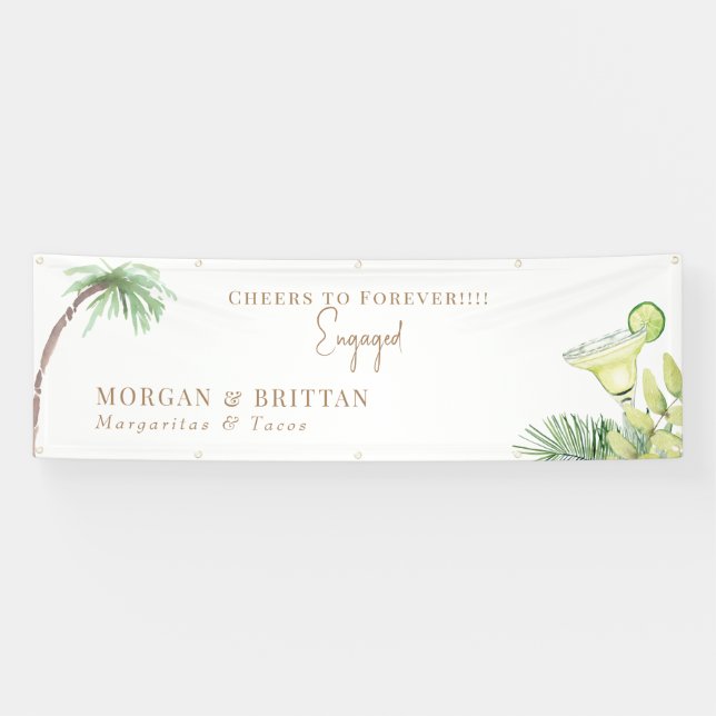 Tropical Margaritas & Tacos Engagement Party Banner (Horizontal)