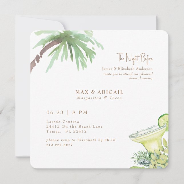 Tropical Margaritas & Tacos the Night Before Invitation (Front)