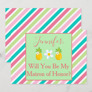 Tropical Matron of Honour Proposal Pineapple Theme Invitation