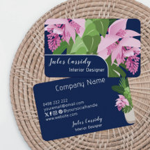 Tropical Medinilla Flower Dark Blue Panel