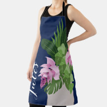 Tropical Medinilla Pink Flower Vase Dark Blue