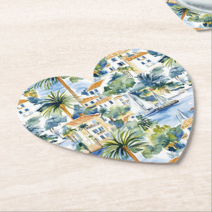 Tropical Mediterranean Wedding Paper Coaster