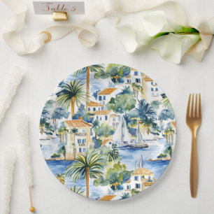 Tropical Mediterranean Wedding  Paper Plate