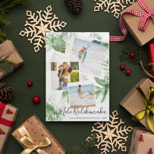 Tropical Mele Kalikimaka Christmas Photo Collage Holiday Card