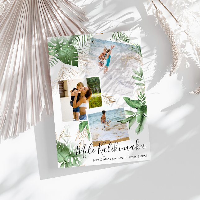 Tropical Mele Kalikimaka Christmas Photo Collage Holiday Card (Creator Uploaded)
