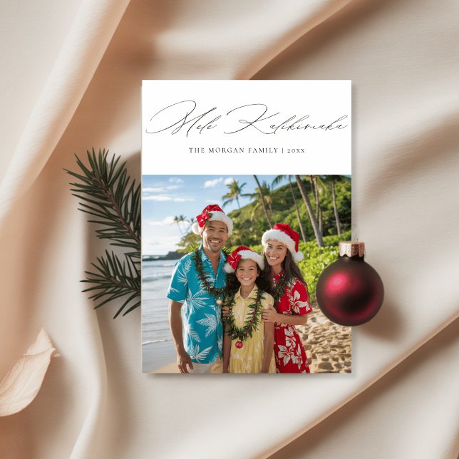 Tropical Mele Kalikimaka Family Beach Photo Holiday Card (Creator Uploaded)