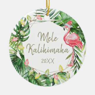 Tropical Mele Kalikimaka Hawaiian Photo Ceramic Tree Decoration
