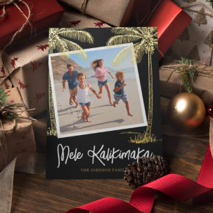 Tropical Mele Kalikimaka Photo Foil Holiday Card