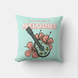 Tropical Melodies Ukulele Floral Art Cushion