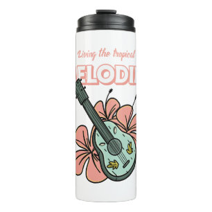 Tropical Melodies Ukulele Floral Art Thermal Tumbler