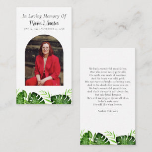 Tropical Memorial Prayer Card Celebration of Life
