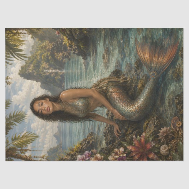 Tropical Mermaid Decoupage Tissue Paper | Coastal  (Front)