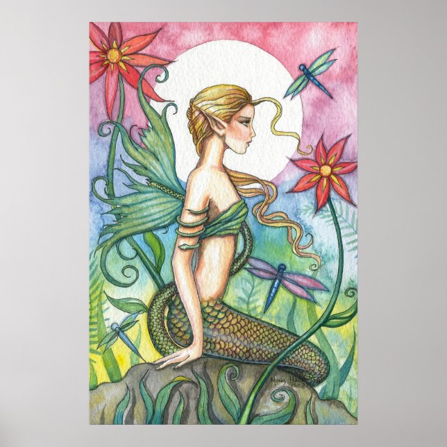 Tropical Mermaid Poster Print by Molly Harrison (Front)
