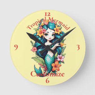 Tropical Mermaid Thunder_Cove Round Clock