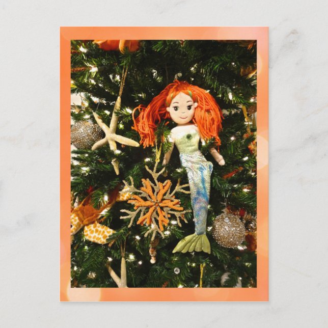 Tropical Mermaid Under the Sea Christmas Holiday Postcard (Front)