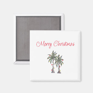 Tropical Merry Christmas Beach Palm Trees  Magnet