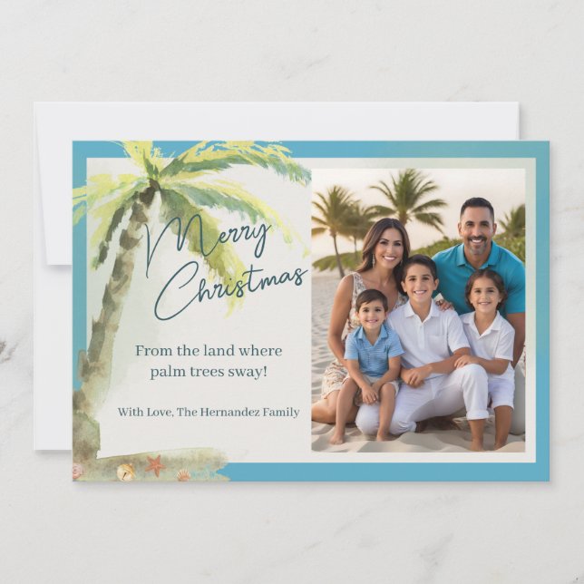 Tropical Merry Christmas Beach Theme Holiday Card (Front)
