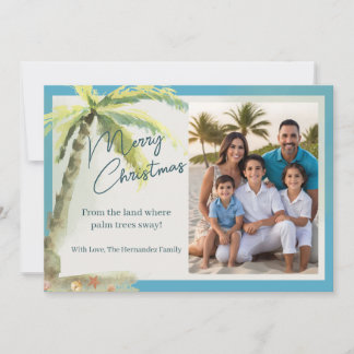 Tropical Merry Christmas Beach Theme Holiday Card