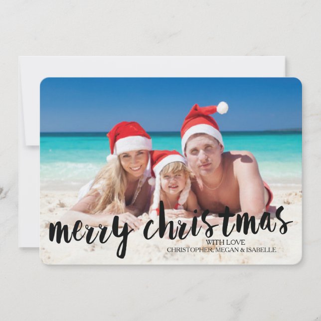 Tropical Merry Christmas Flat Holiday Photo Card (Front)