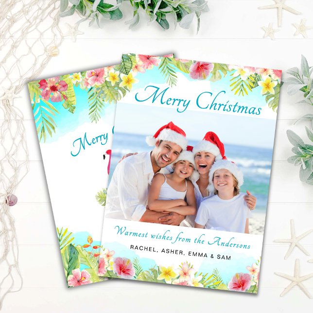 Tropical Merry Christmas Photo Holiday Card (Creator Uploaded)