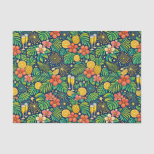 Tropical Midnight Toast Celebration Pattern Tissue Paper