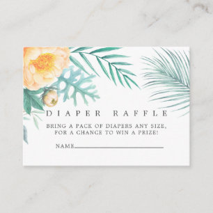 Tropical Mint Floral Baby Shower Diaper Raffle Enclosure Card