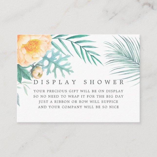 Tropical Mint Floral Baby Shower Display Shower Enclosure Card (Front)