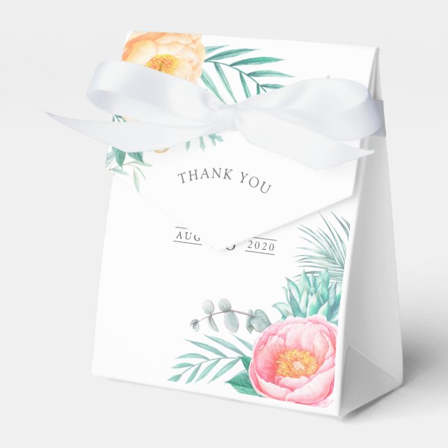 Tropical Mint Floral Baby Shower Favour Box (Front Side)