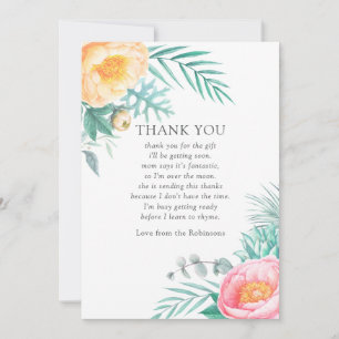 Tropical Mint Floral Baby Shower Thank You