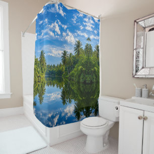 Tropical Mirror River Reflections Shower Curtain