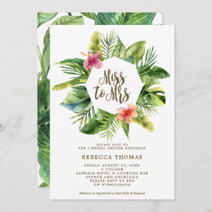 Tropical Miss to Mrs bridal shower invitation