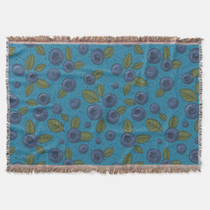 Tropical mix-fruit, flowers and leaves on black throw blanket