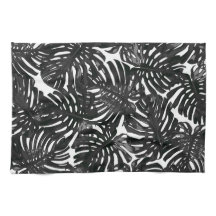 Tropical Modern Black White Jungle Leaves