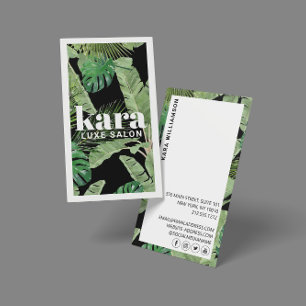Tropical Modern Boutique Salon Designer Black Business Card