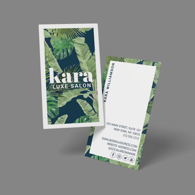 Tropical Modern Boutique Salon Designer Navy Business Card (Creator Uploaded)