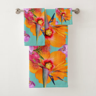 tropical modern contemporary hawaiian quilt bath towel set