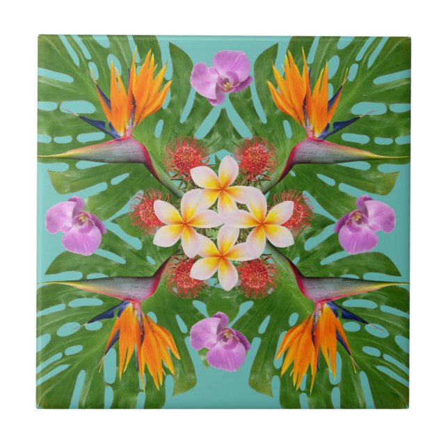 tropical modern contemporary hawaiian quilt tile (Front)