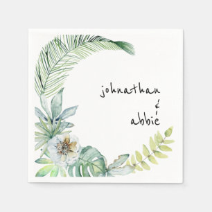 Tropical Modern Font Couple Names Cocktail Napkin