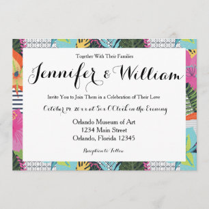 Tropical Modern Graphic Floral Wedding Invitation