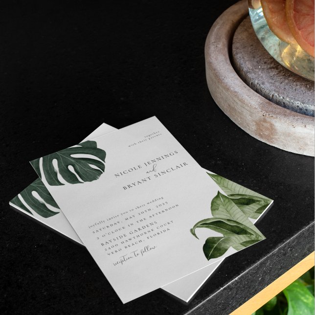 Tropical Modern Minimalist Wedding Invitation (Creator Uploaded)