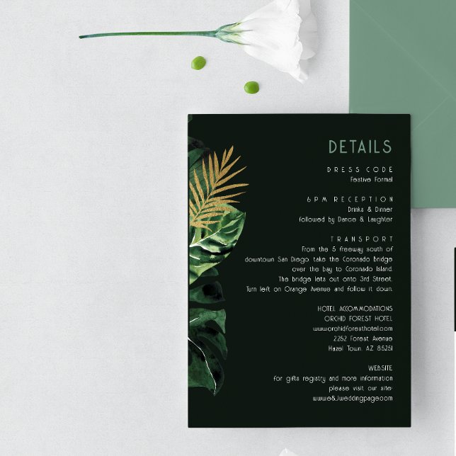 Tropical modern Palm leaves dusty green Enclosure Card (Creator Uploaded)