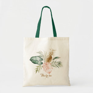 Tropical Modern Palm Pineapple Blush Personalised Tote Bag