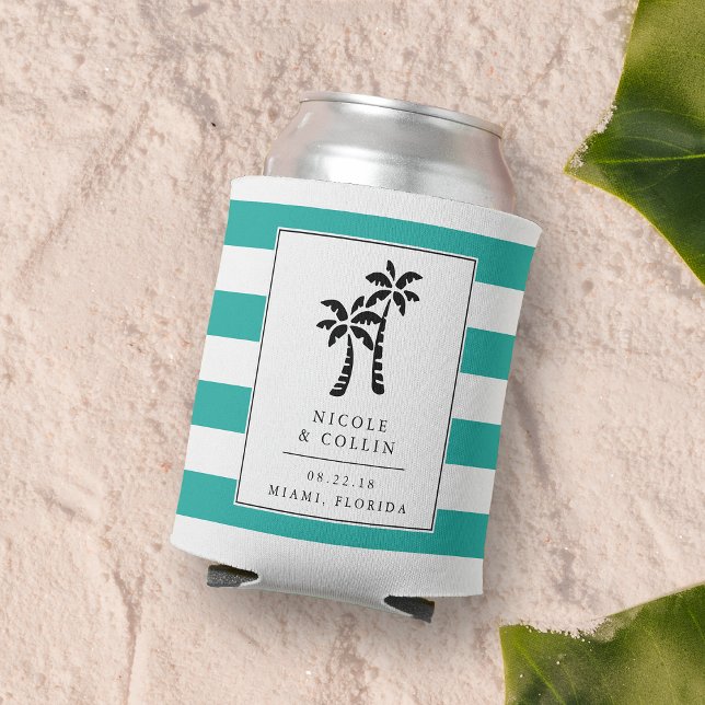 Tropical Modern Palm Trees Wedding Favor Can Cooler (Creator Uploaded)