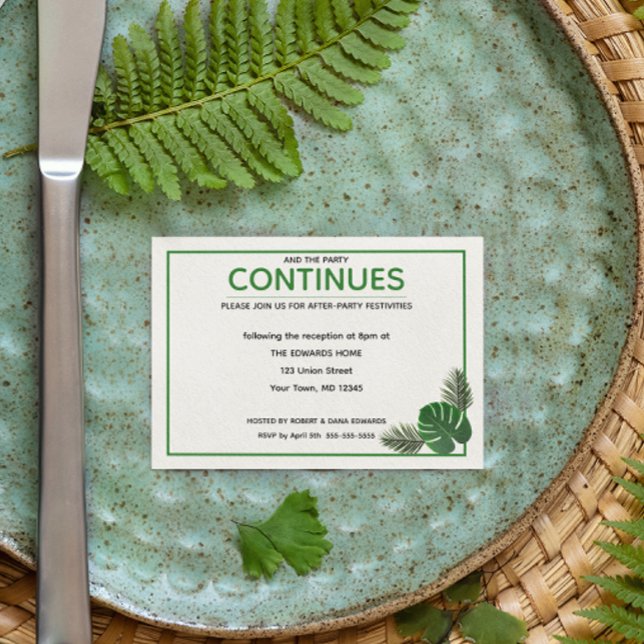 Tropical Modern Wedding After Party Card (Creator Uploaded)