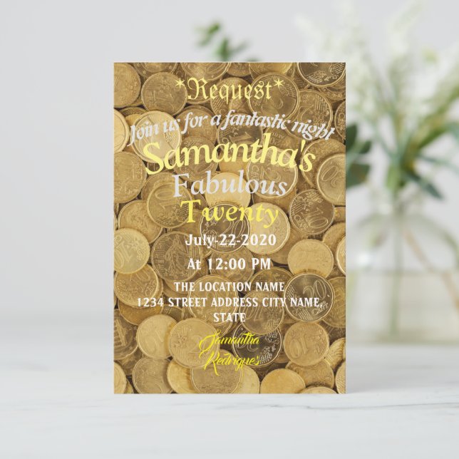 Tropical Money  Birthday  Invitation (Standing Front)