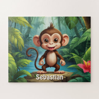 Tropical Monkey Paradise Personalised Jigsaw Puzzle