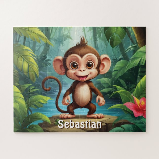 Tropical Monkey Paradise Personalised Jigsaw Puzzle (Horizontal)