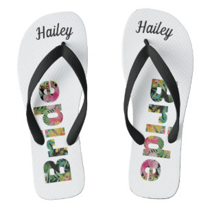 Tropical Monogram Bride Flip Flops