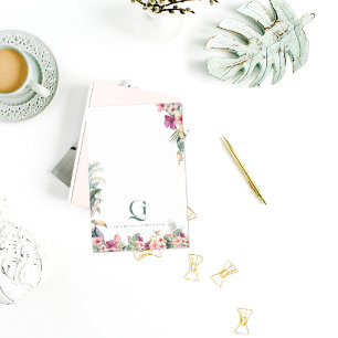 Tropical Monogram Floral Personalized Desk Post-it Notes