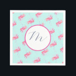 Tropical Monogram Pink Flamingo Watercolor Napkin<br><div class="desc">Celebrate your event with these tropical pink flamingo cocktail napkins designed using unique watercolor art by Victoria Grigaliunas. Personalise with your monogram in a trendy script typography in blue. Shop www.zazzle.com/dotellabelle to see the entire collection and more Christmas in July designs.</div>